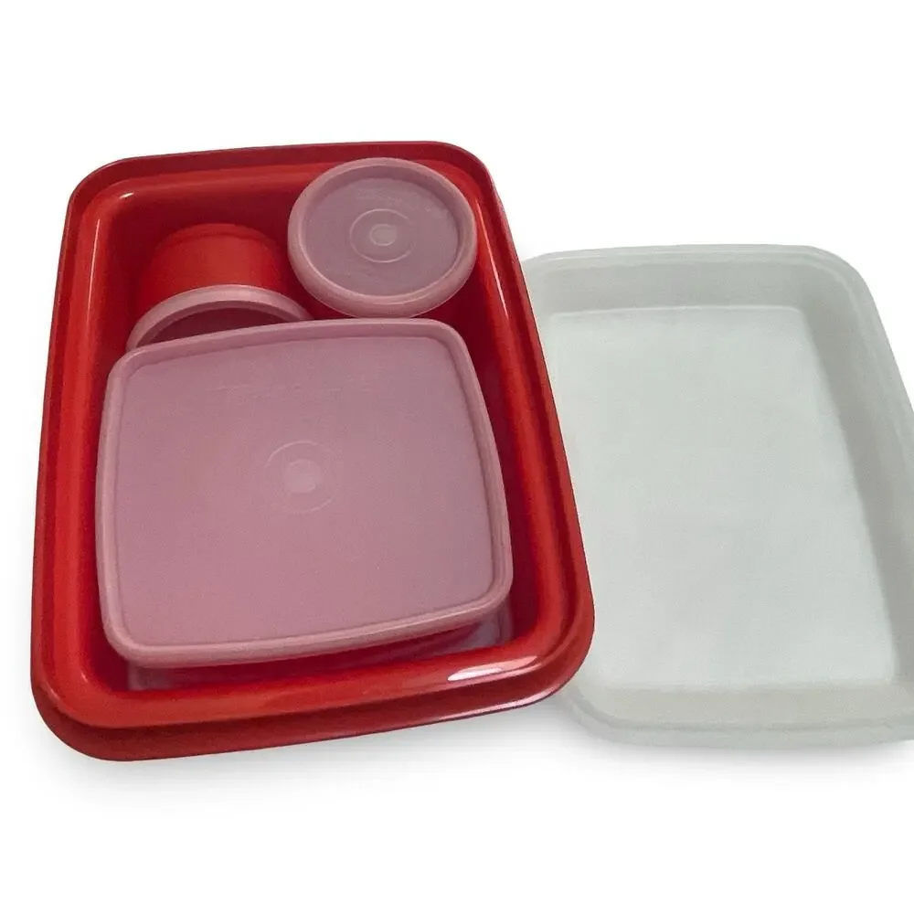 Tupperware Pack N Carry Orange Lunch Bento Box 1254 311 1251 1229 Vintage USA